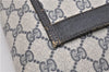 Authentic GUCCI Sherry Line Shoulder Tote Bag GG PVC Leather Navy Blue 1250G