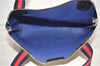 Authentic GUCCI Sherry Line Shoulder Tote Bag GG PVC Leather Navy Blue 1250G