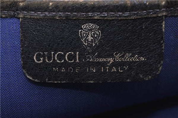 Authentic GUCCI Sherry Line Shoulder Tote Bag GG PVC Leather Navy Blue 1250G