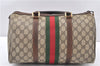 Authentic GUCCI Web Sherry Line Hand Boston Bag GG PVC Leather Brown 1251G