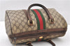 Authentic GUCCI Web Sherry Line Hand Boston Bag GG PVC Leather Brown 1251G