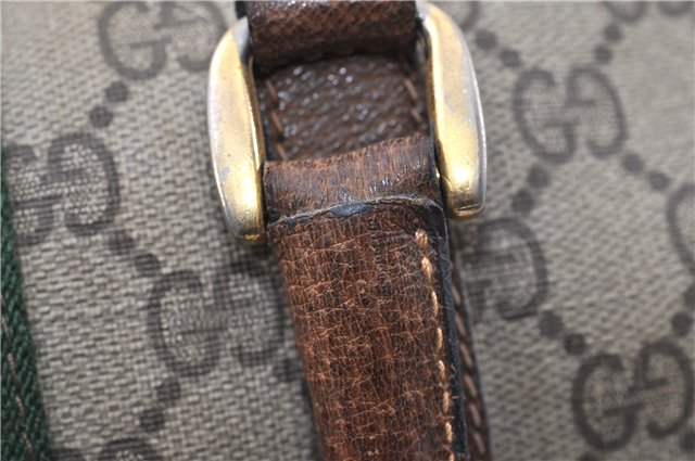 Authentic GUCCI Web Sherry Line Hand Boston Bag GG PVC Leather Brown 1251G