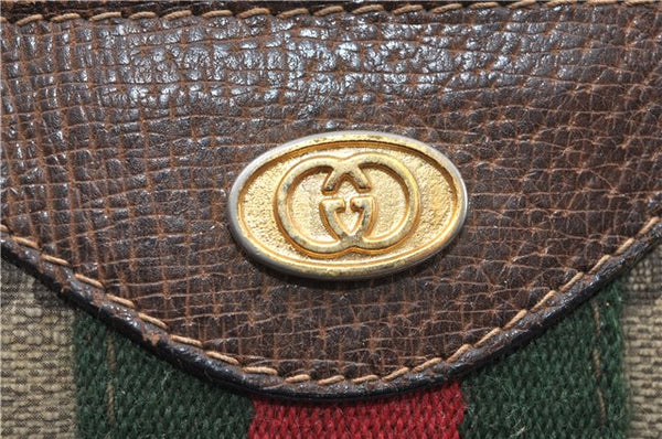 Authentic GUCCI Web Sherry Line Hand Boston Bag GG PVC Leather Brown 1251G
