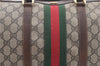 Authentic GUCCI Web Sherry Line Hand Boston Bag GG PVC Leather Brown 1251G