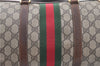 Authentic GUCCI Web Sherry Line Hand Boston Bag GG PVC Leather Brown 1251G