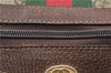 Authentic GUCCI Web Sherry Line Hand Boston Bag GG PVC Leather Brown 1251G