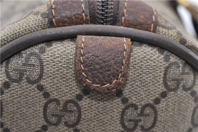 Authentic GUCCI Web Sherry Line Hand Boston Bag GG PVC Leather Brown 1251G