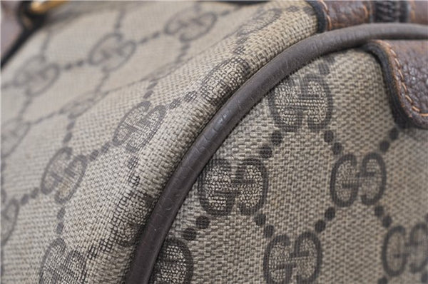 Authentic GUCCI Web Sherry Line Hand Boston Bag GG PVC Leather Brown 1251G