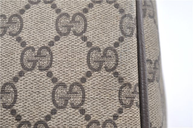 Authentic GUCCI Web Sherry Line Hand Boston Bag GG PVC Leather Brown 1251G