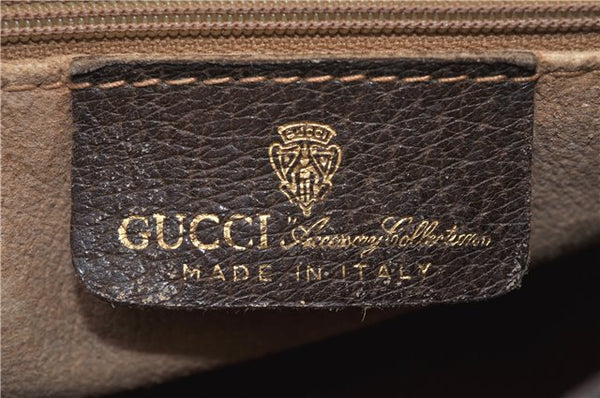 Authentic GUCCI Web Sherry Line Hand Boston Bag GG PVC Leather Brown 1251G