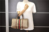 Authentic GUCCI Web Sherry Line Hand Boston Bag GG PVC Leather Brown 1251G