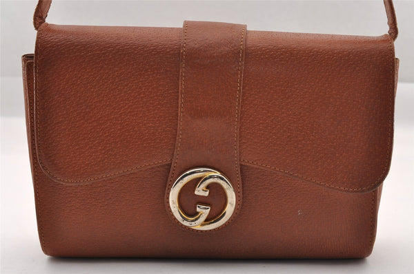 Authentic GUCCI Vintage Shoulder Cross Body Bag Purse Leather Brown 1252I