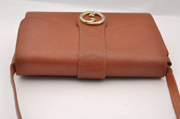 Authentic GUCCI Vintage Shoulder Cross Body Bag Purse Leather Brown 1252I