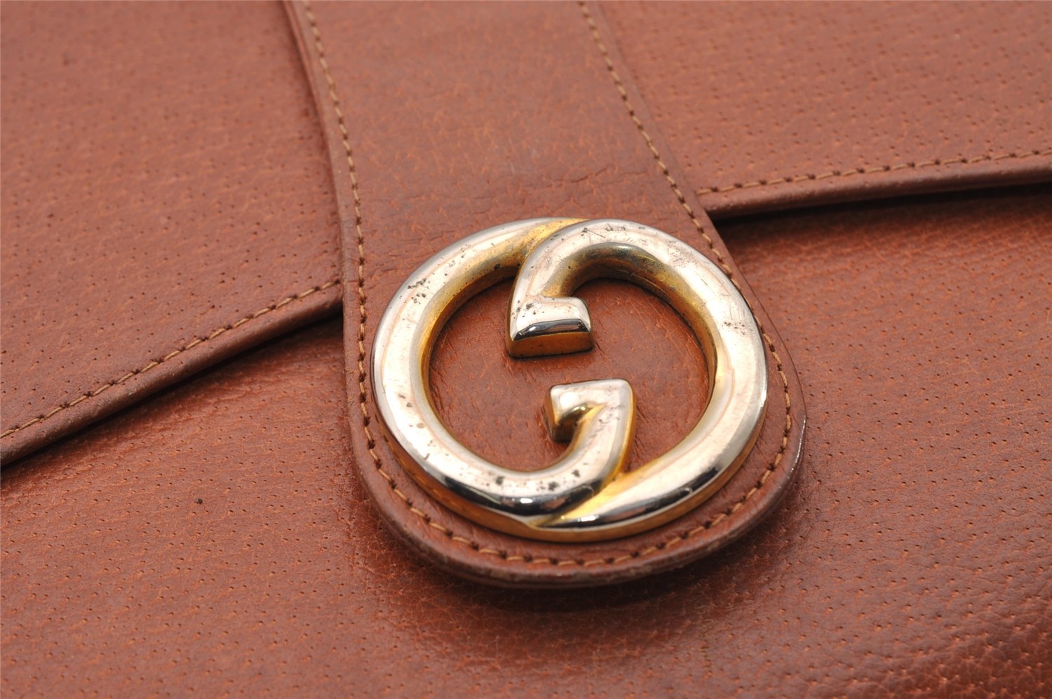 Authentic GUCCI Vintage Shoulder Cross Body Bag Purse Leather Brown 1252I