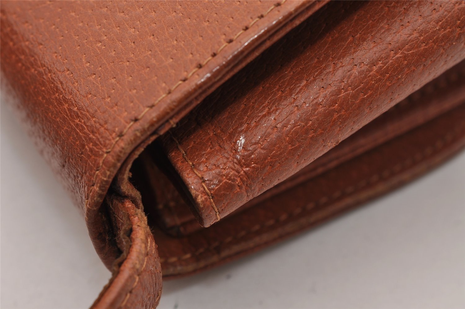 Authentic GUCCI Vintage Shoulder Cross Body Bag Purse Leather Brown 1252I