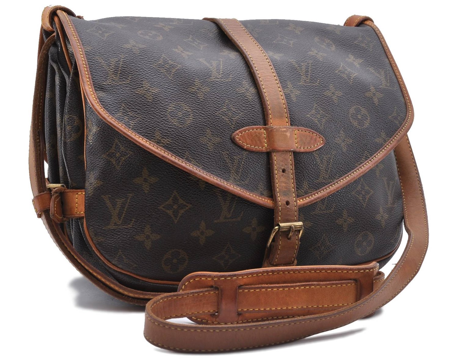 Auth Louis Vuitton Monogram Saumur 30 Shoulder Cross Body Bag M42256 LV 1253D