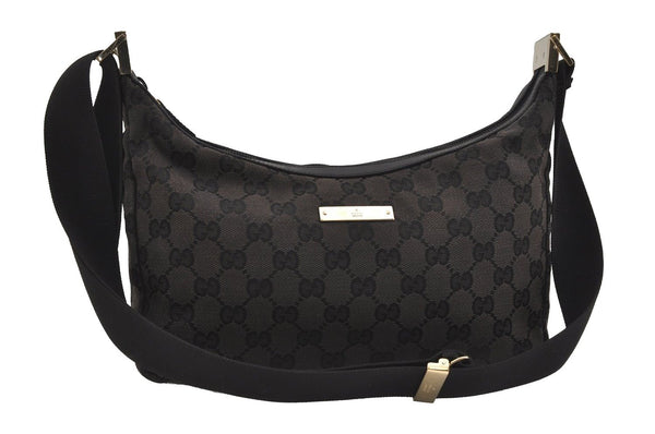 Authentic GUCCI Shoulder Cross Body Bag GG Canvas Leather 0190433 Black 1253I