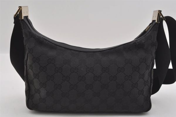 Authentic GUCCI Shoulder Cross Body Bag GG Canvas Leather 0190433 Black 1253I
