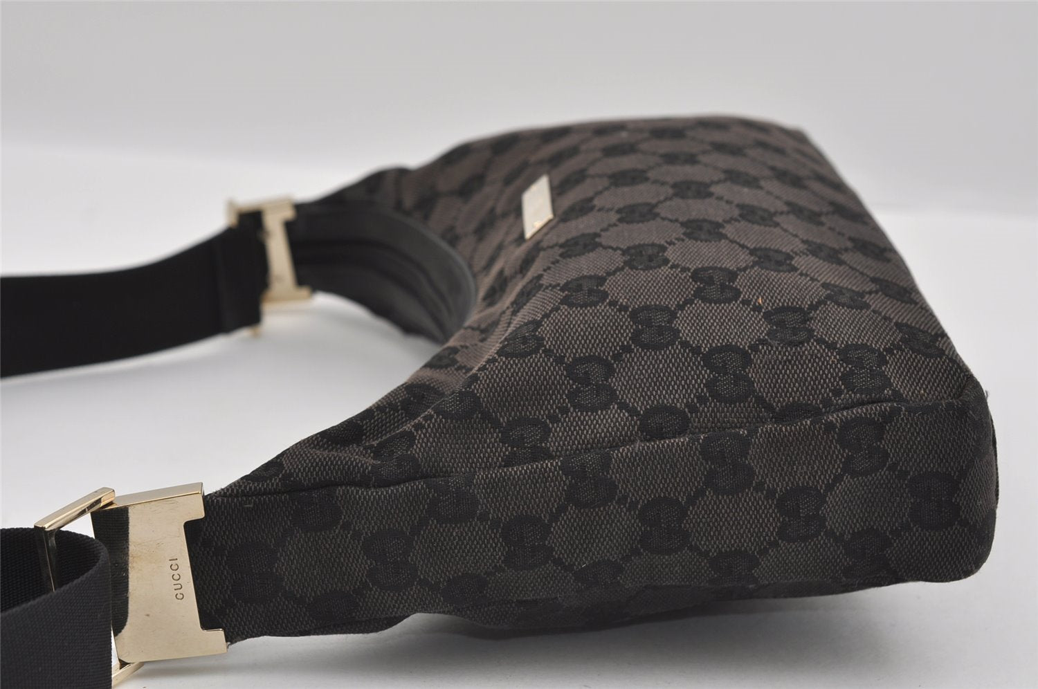 Authentic GUCCI Shoulder Cross Body Bag GG Canvas Leather 0190433 Black 1253I