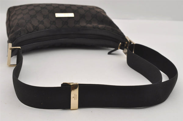 Authentic GUCCI Shoulder Cross Body Bag GG Canvas Leather 0190433 Black 1253I