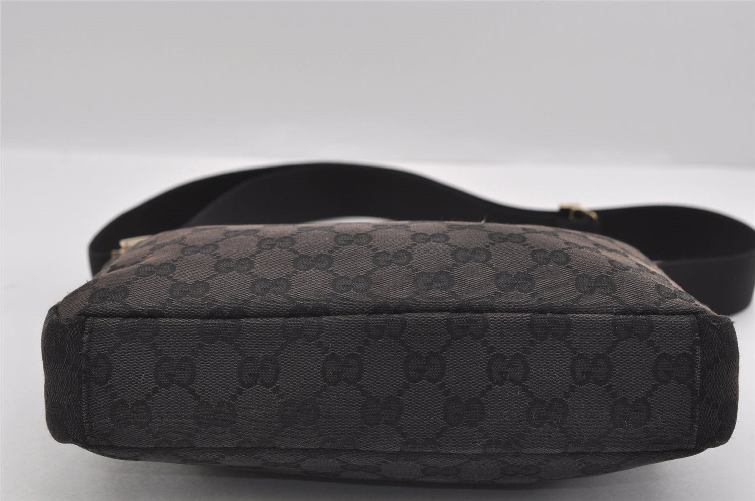 Authentic GUCCI Shoulder Cross Body Bag GG Canvas Leather 0190433 Black 1253I
