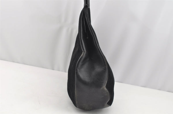 Authentic GUCCI Bamboo Shoulder Hand Bag Suede Leather 0013760 Black 1254I