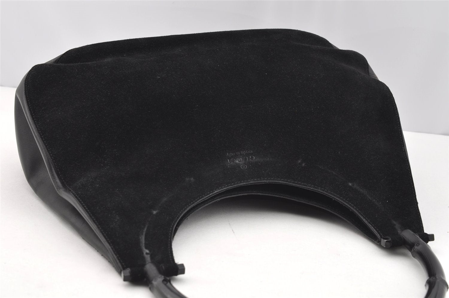 Authentic GUCCI Bamboo Shoulder Hand Bag Suede Leather 0013760 Black 1254I