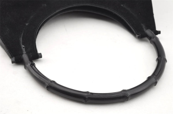 Authentic GUCCI Bamboo Shoulder Hand Bag Suede Leather 0013760 Black 1254I