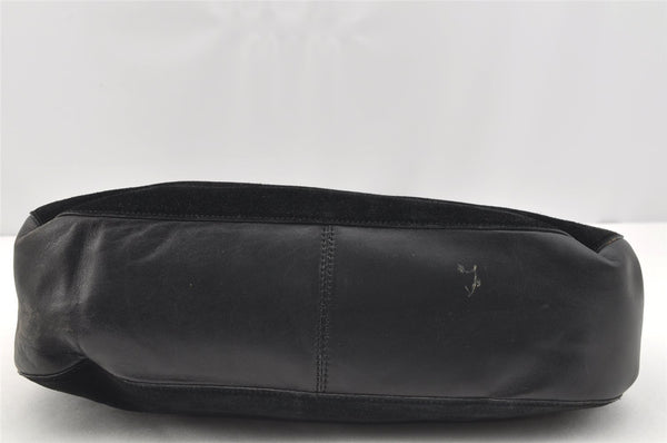 Authentic GUCCI Bamboo Shoulder Hand Bag Suede Leather 0013760 Black 1254I