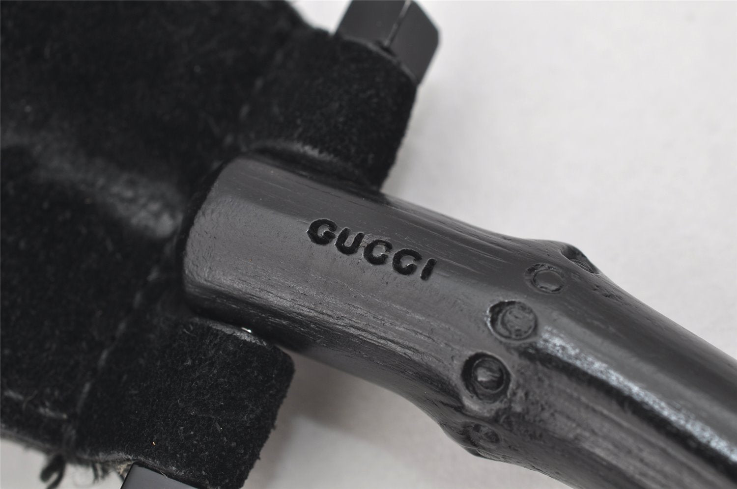 Authentic GUCCI Bamboo Shoulder Hand Bag Suede Leather 0013760 Black 1254I