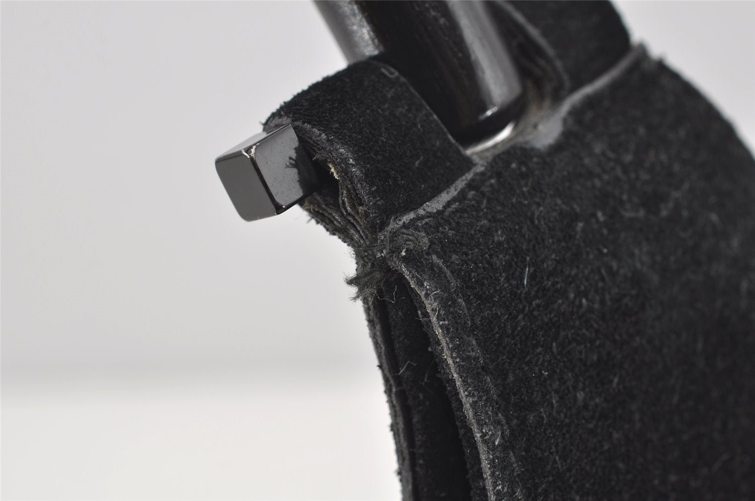 Authentic GUCCI Bamboo Shoulder Hand Bag Suede Leather 0013760 Black 1254I