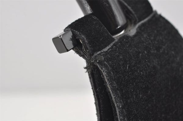 Authentic GUCCI Bamboo Shoulder Hand Bag Suede Leather 0013760 Black 1254I