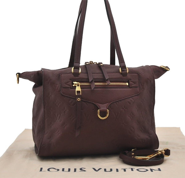 Authentic Louis Vuitton Monogram Empreinte Lumineuse PM Tote Bag Bordeaux 1260I