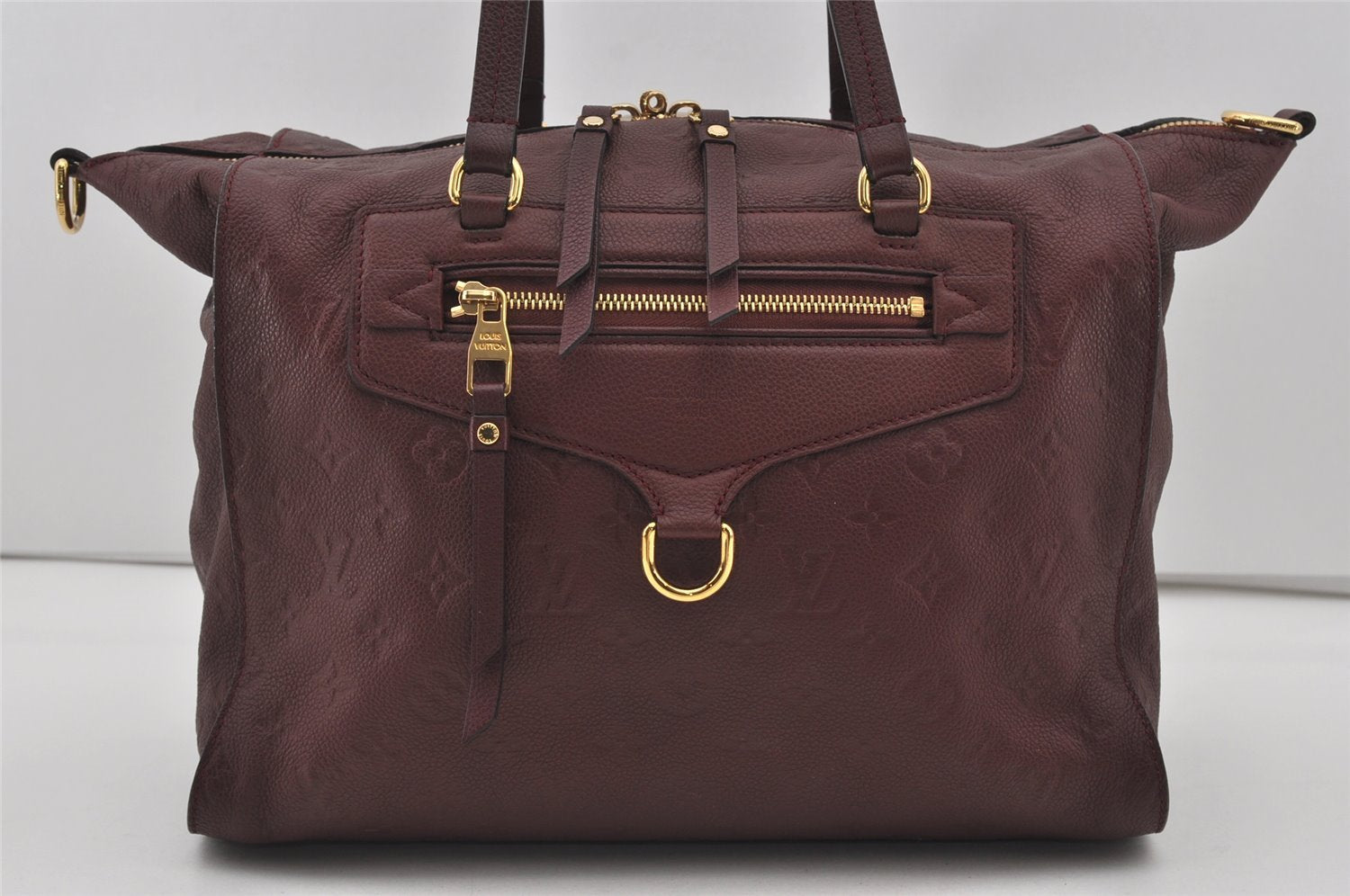 Authentic Louis Vuitton Monogram Empreinte Lumineuse PM Tote Bag Bordeaux 1260I