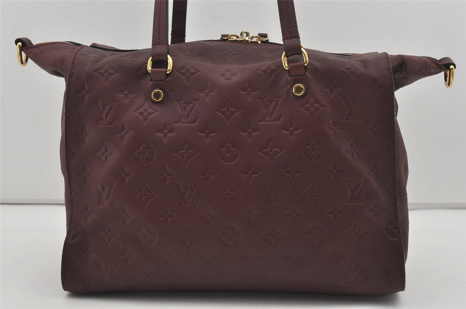 Authentic Louis Vuitton Monogram Empreinte Lumineuse PM Tote Bag Bordeaux 1260I