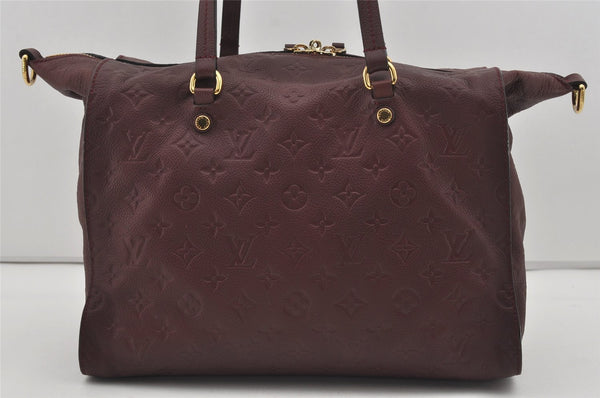 Authentic Louis Vuitton Monogram Empreinte Lumineuse PM Tote Bag Bordeaux 1260I