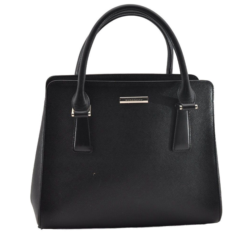 Authentic BURBERRY Vintage Leather Shoulder Hand Bag Purse Black 1275I