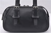 Authentic BURBERRY Vintage Hand Boston Bag Leather Black 1279F