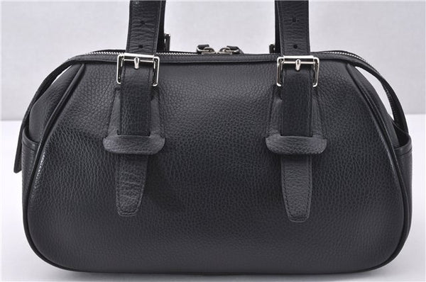 Authentic BURBERRY Vintage Hand Boston Bag Leather Black 1279F