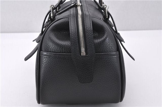Authentic BURBERRY Vintage Hand Boston Bag Leather Black 1279F