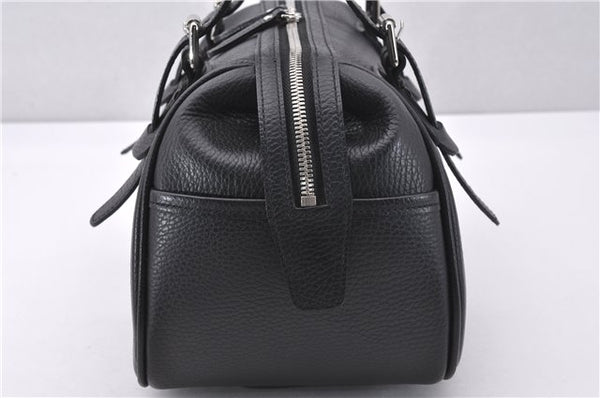 Authentic BURBERRY Vintage Hand Boston Bag Leather Black 1279F