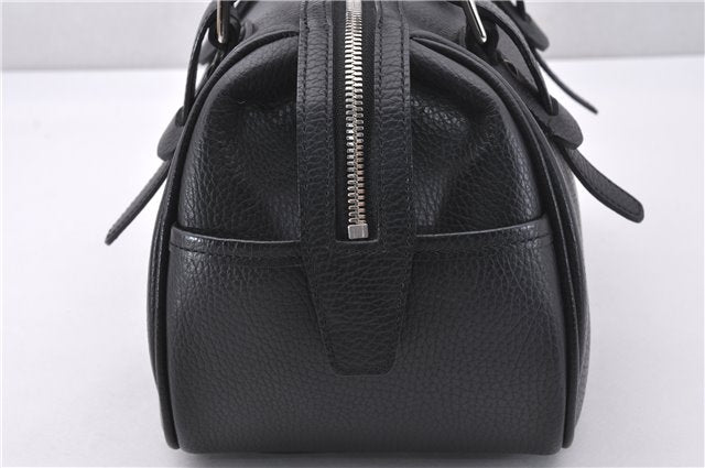 Authentic BURBERRY Vintage Hand Boston Bag Leather Black 1279F