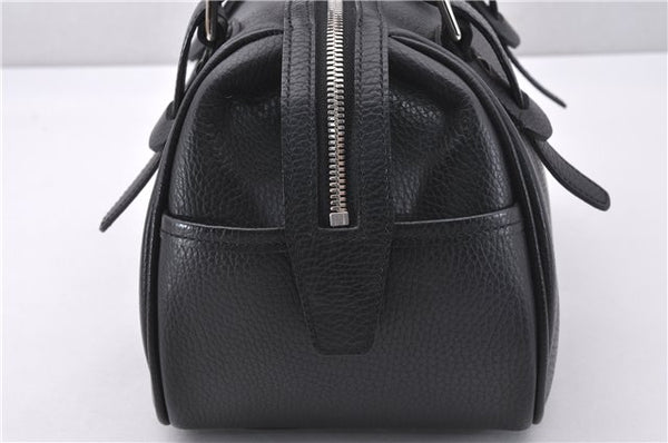 Authentic BURBERRY Vintage Hand Boston Bag Leather Black 1279F