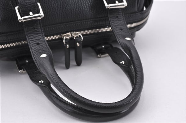 Authentic BURBERRY Vintage Hand Boston Bag Leather Black 1279F