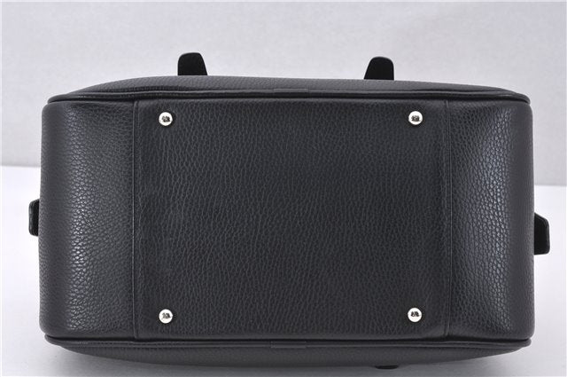 Authentic BURBERRY Vintage Hand Boston Bag Leather Black 1279F
