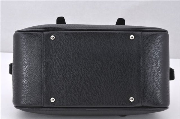 Authentic BURBERRY Vintage Hand Boston Bag Leather Black 1279F
