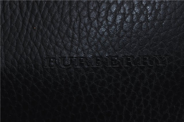 Authentic BURBERRY Vintage Hand Boston Bag Leather Black 1279F