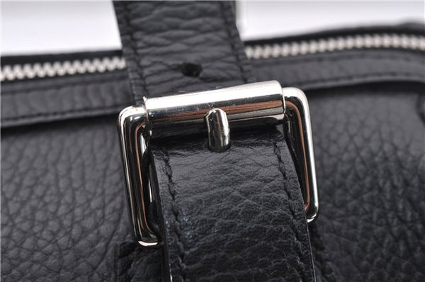 Authentic BURBERRY Vintage Hand Boston Bag Leather Black 1279F
