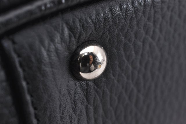 Authentic BURBERRY Vintage Hand Boston Bag Leather Black 1279F