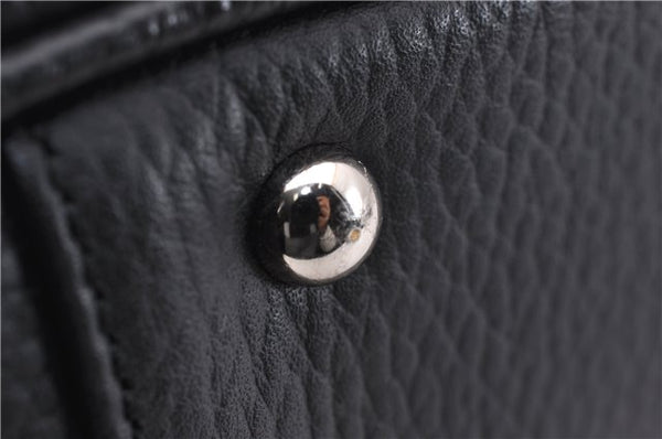 Authentic BURBERRY Vintage Hand Boston Bag Leather Black 1279F